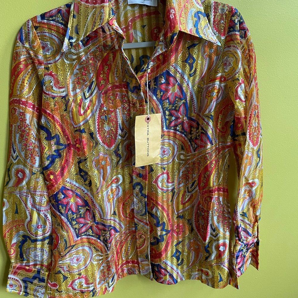 Vintage NEW woman’s paisley polyester sheer Adelaar vintage size 10 MEDIUM